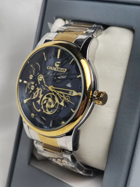 Luxury Skeleton Watch – Silver & Gold